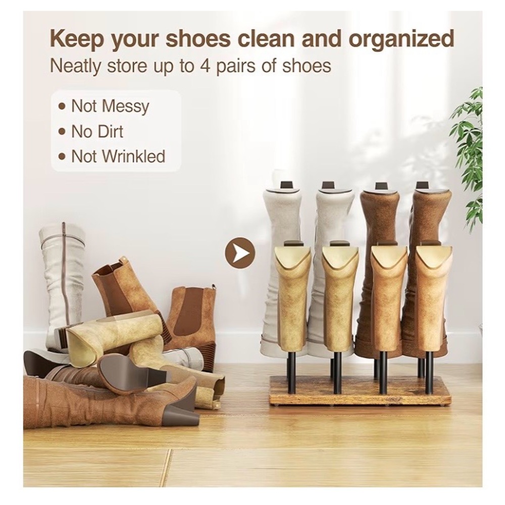 pickpiff Cedar Ball End Boot Rack 4-Pair Shoe Organizer. NEW - Picture 6 of 9